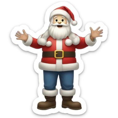 Full height Actively gesturing with hands pale skin Santa Claus sticker