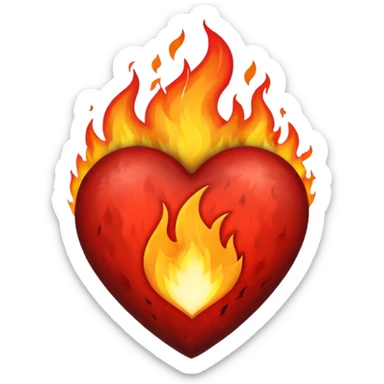 Black and red heart on fire sticker