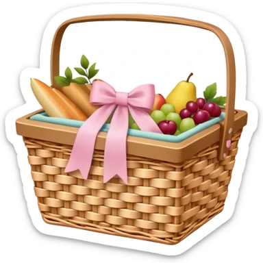 picnic basket with a light pink bow, realistic details sticker
