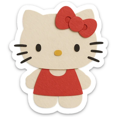 paper craft style Hello Kitty sticker