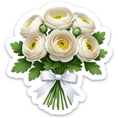  white  Ranunculus flowers bouquet  sticker