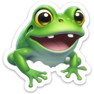 frog barfing rainbows sticker