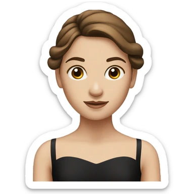White balerina with black dress and Brown hair sticker