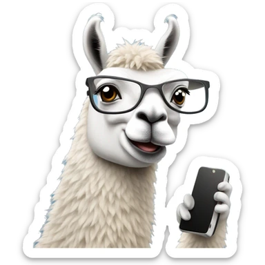un lama avec un téléphone  sticker
