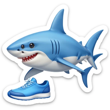 A shark with blue shoes sticker