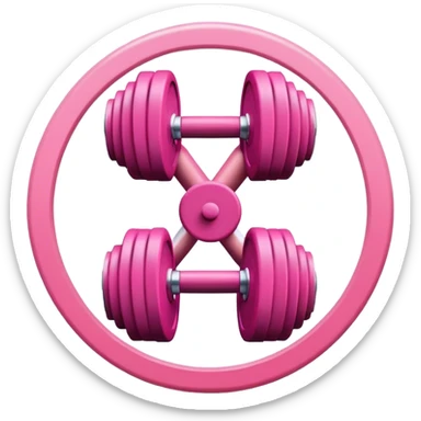 Pink dumbbells on pink circle sticker
