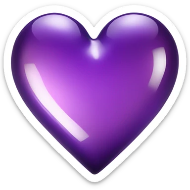 Shiny glass violet heart  sticker