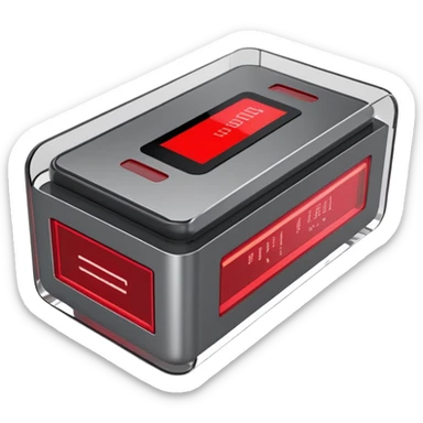 3D render of a sleek processing unit, featuring:
- Compact rectangular shape like a modern printer
- Semi-transparent red acrylic front panel
- Visible internal mechanisms through the panel
- Gray metallic casing with precise edges
- Small red pulsing lights indicating activity
- Thin red line accents along the edges
- Technical details like USB ports and status display
- Subtle mechanical details visible through vents
- Professional industrial design
- Combination of matte and glossy finishes
--ar 1:1
--style raw
--v 5.2
--no text
--q 2
--c 20 sticker