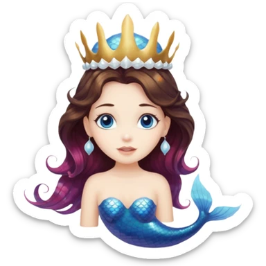 White brunette hair mermaid  sticker