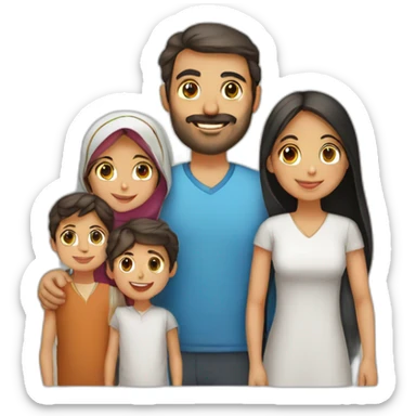 Family with man Arabic, wife Arabic, boy Arabic, girl Arabic and little boy arabic sticker