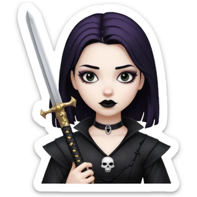 goth girl with sword sticker