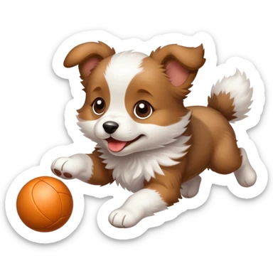 puppy chasing a ball sticker