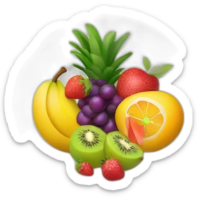 different cut fruits on a plate sticker