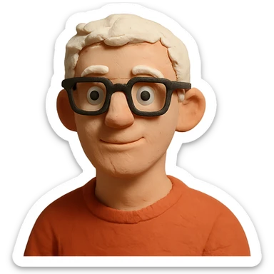 22-year-old white man with fair skin, white hair, and black glasses sticker