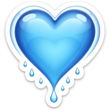 Blue heart inside water flowing sticker