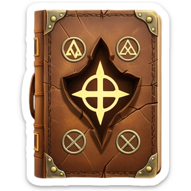 Spell Book – Old leather book glowing with runes sticker