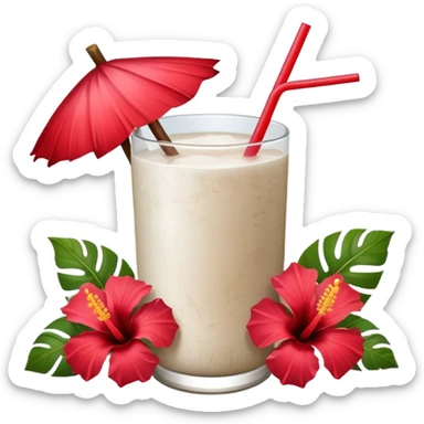coconut drink with red flowers sticker