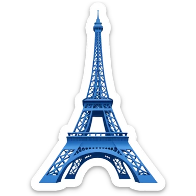 create a blue emoji of tour eiffel. vector style sticker