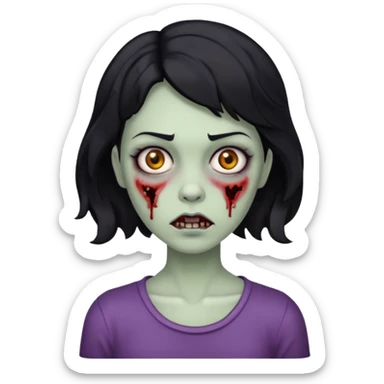 Uma zombi mulher com cabelo curto e preto ondulado sticker