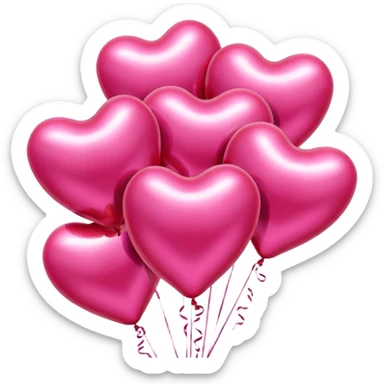 Six metallic colored balloons in the shape of a heart. three pink and three red sticker