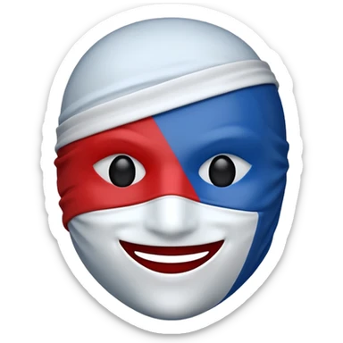 Make me an emoji to my school Holy cross davao college  representing this three colors ❤️💙🤍 make it like a crusader but fully mask on sticker