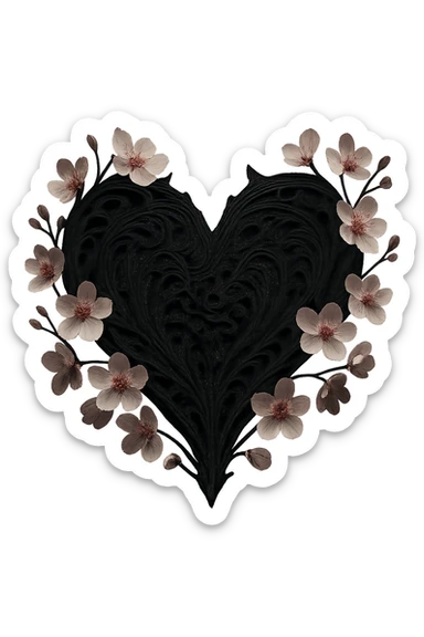 Remove the background, keep the goth sakura heart design intact, preserve all details, transparent background sticker