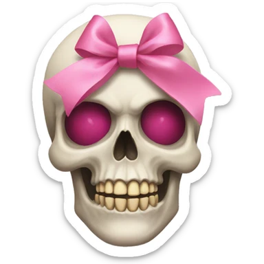 Skull with a pink bow and a short wig sticker