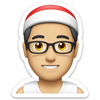 man with japan flag headband sticker