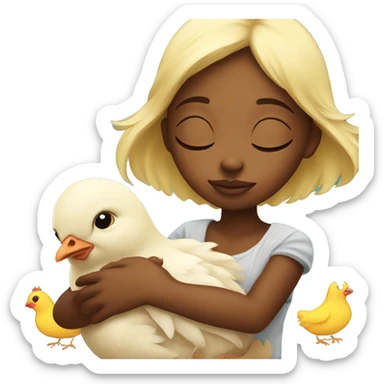 dreaming girl with baby chicken  sticker