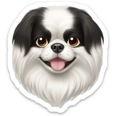 happy japanese chin with white fur on one eye  sticker