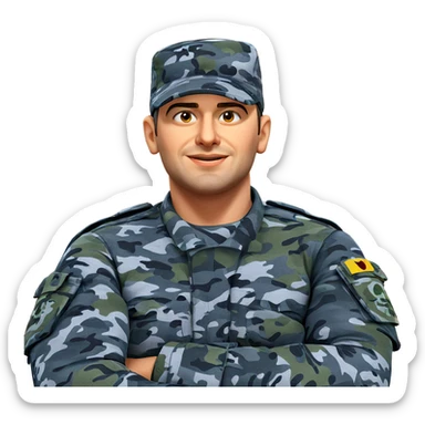 smiling soldier in camouflage sticker