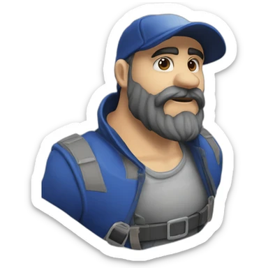 Chauve casquette barbe légère yeux bleu sticker