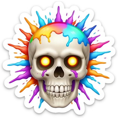 skull with colorful explosion sticker