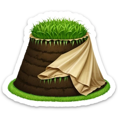 A mound of silage covered by plastic sheeting, but partially open so we can see it sticker