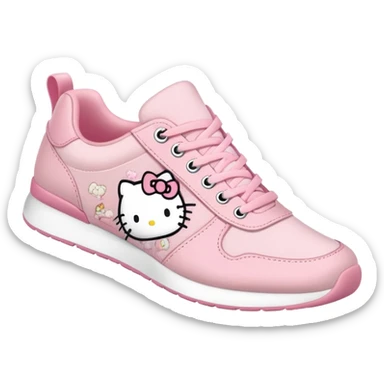 Light pink sneakers with a hello kitty in it sticker