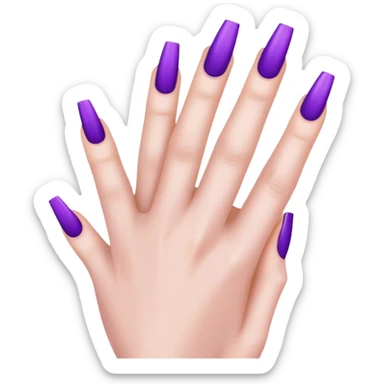 Hand with long purple coffin shape nails sticker