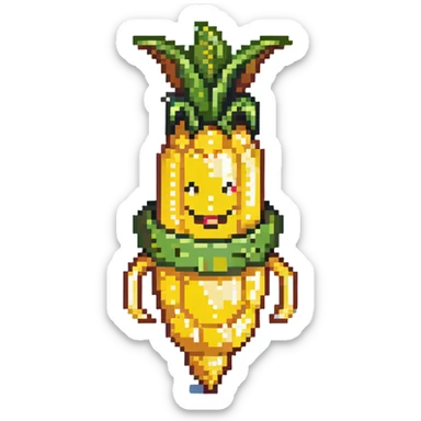 Corny Cob from Shopkins, a cute anthropomorphic ear of corn character with a yellow body, green husk at the top, and a smiling face sticker