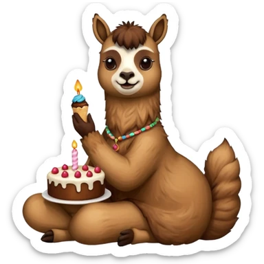 Lama eat cake sticker