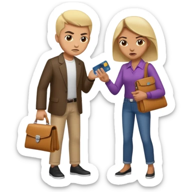 persona devolviendo billetera a otra persona una persona canela y otra persona blana, racista sticker