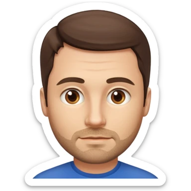 Homme blanc 40 ans cheveux courts barbe naissante visage fin sticker