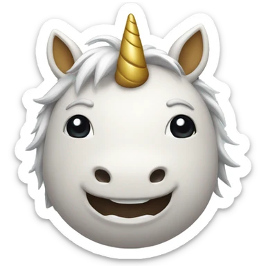 a smailing face with a horn like a person pretending being an unicorn sticker