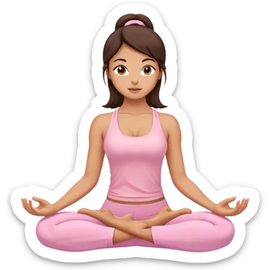 brunnete yoga girl light pink clothes n sticker