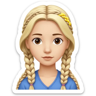 Girl long flowing blonde hair and  girl with DARK BROWN HAIR ONE BRAID on one side.   sticker