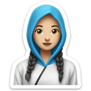A girl wearing a blue Hoodie and eat sushi ￼￼ sticker