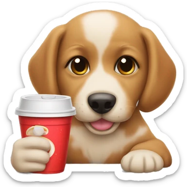 Puppy drinking pupchino sticker