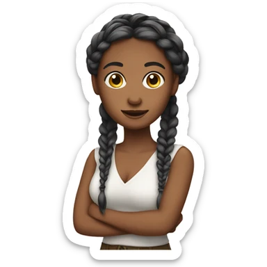 charming woman with braids sticker