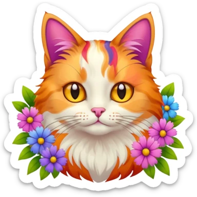кіт з квітами sticker