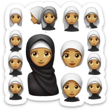Hijab en noir femme qui réflechi sticker