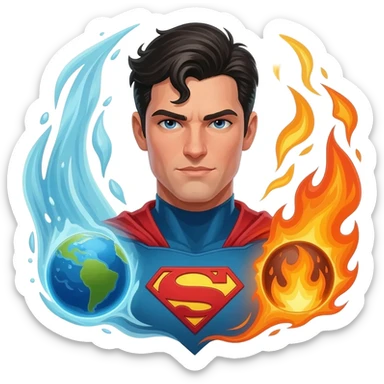 super hero male with all elemental nature powers sticker