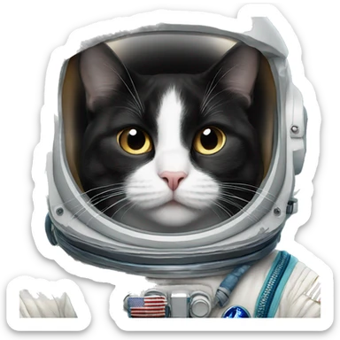 Tuxedo cat wear astronaut sui sticker
